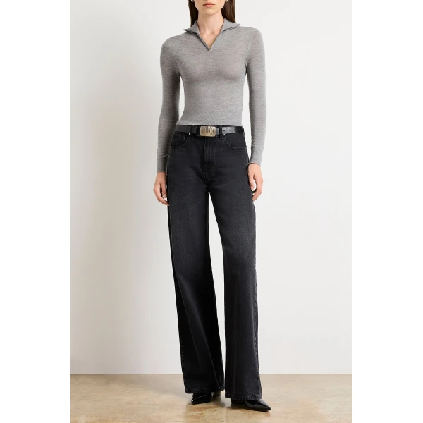 Brandon Maxwell Gray Knitwear with sculptural silhouette photographed against minimal backdrop