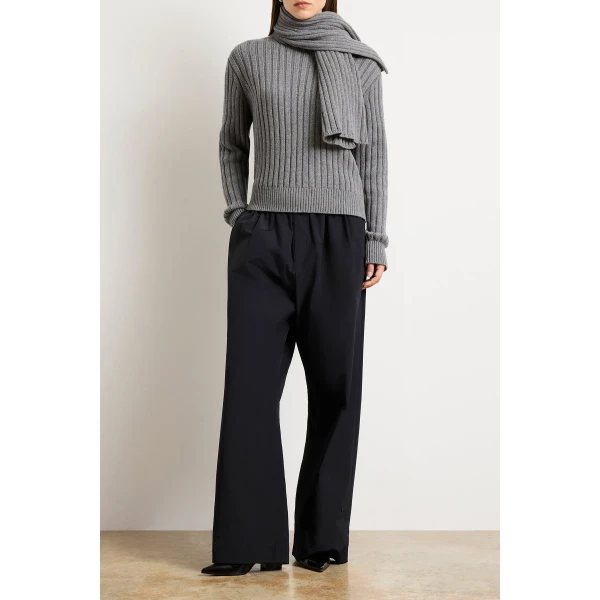 Brandon Maxwell Gray Knitwear with sculptural silhouette photographed against minimal backdrop