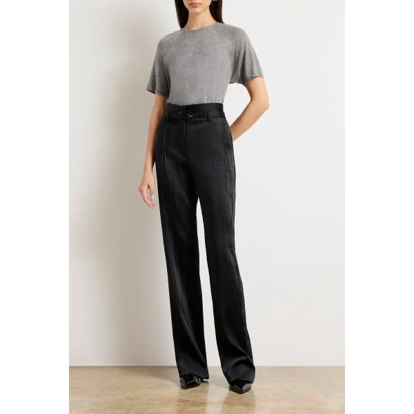 Brandon Maxwell Gray Tops with sculptural silhouette photographed against minimal backdrop