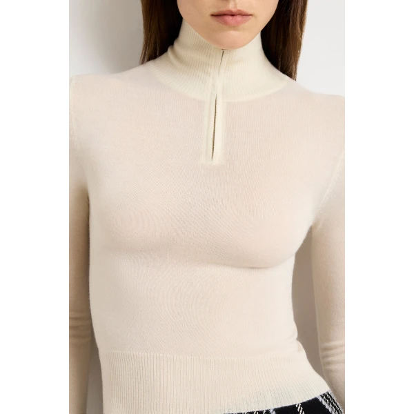 Brandon Maxwell Ivory Knitwear with sculptural silhouette photographed against minimal backdrop