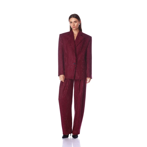 Bronx and Banco Blake Burgundy Rhinestone Blazer, view 2