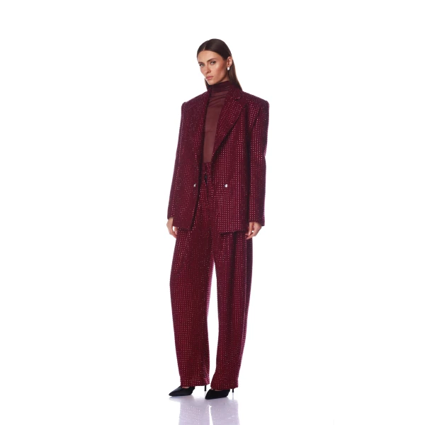 Bronx and Banco Blake Burgundy Rhinestone Blazer, view 3
