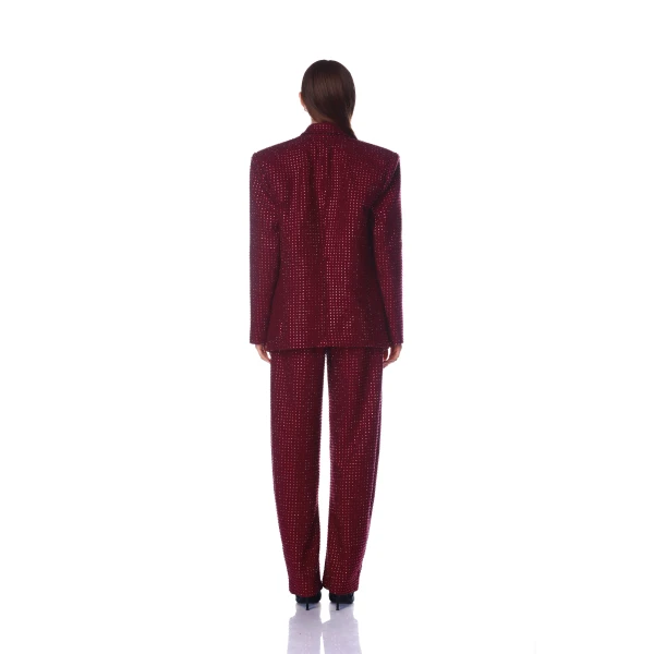 Bronx and Banco Blake Burgundy Rhinestone Blazer, view 4