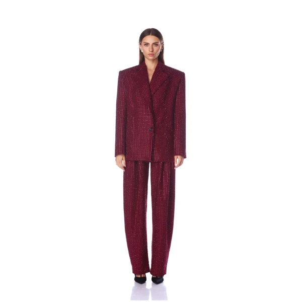 Bronx and Banco Blake Burgundy Rhinestone Blazer