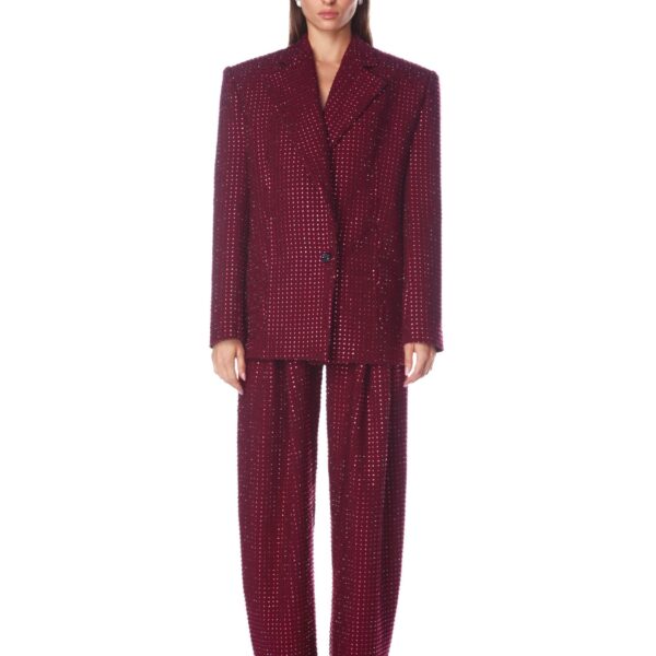 Bronx and Banco Red Blake Burgundy Rhinestone Blazer  a harmonious blend of structured elegance and timeless sophistication