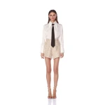 Bronx and Banco Beige Blake Tan Sequin Shorts  a harmonious blend of structured elegance and timeless sophistication