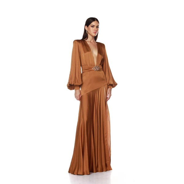 Bronx and Banco Carmen Copper Maxi Dress, view 2