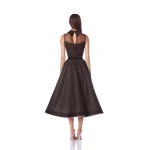 Bronx and Banco Black Charlotte Black Midi Dress  a harmonious blend of structured elegance and timeless sophistication
