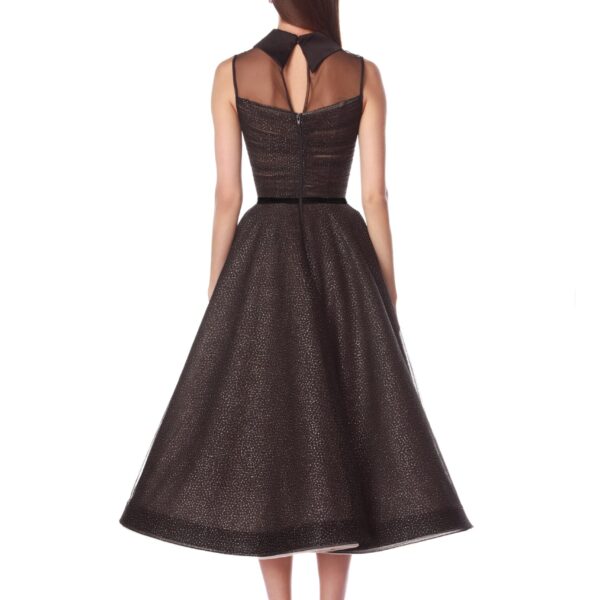 Bronx and Banco Black Charlotte Black Midi Dress  a harmonious blend of structured elegance and timeless sophistication