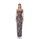 Bronx and Banco Pink Dahlia Pink Multi Strapless Maxi Dress  a harmonious blend of structured elegance and timeless sophistication