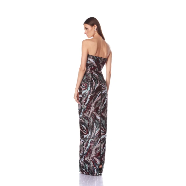 Bronx and Banco Dahlia Pink Multi Strapless Maxi Dress, view 4