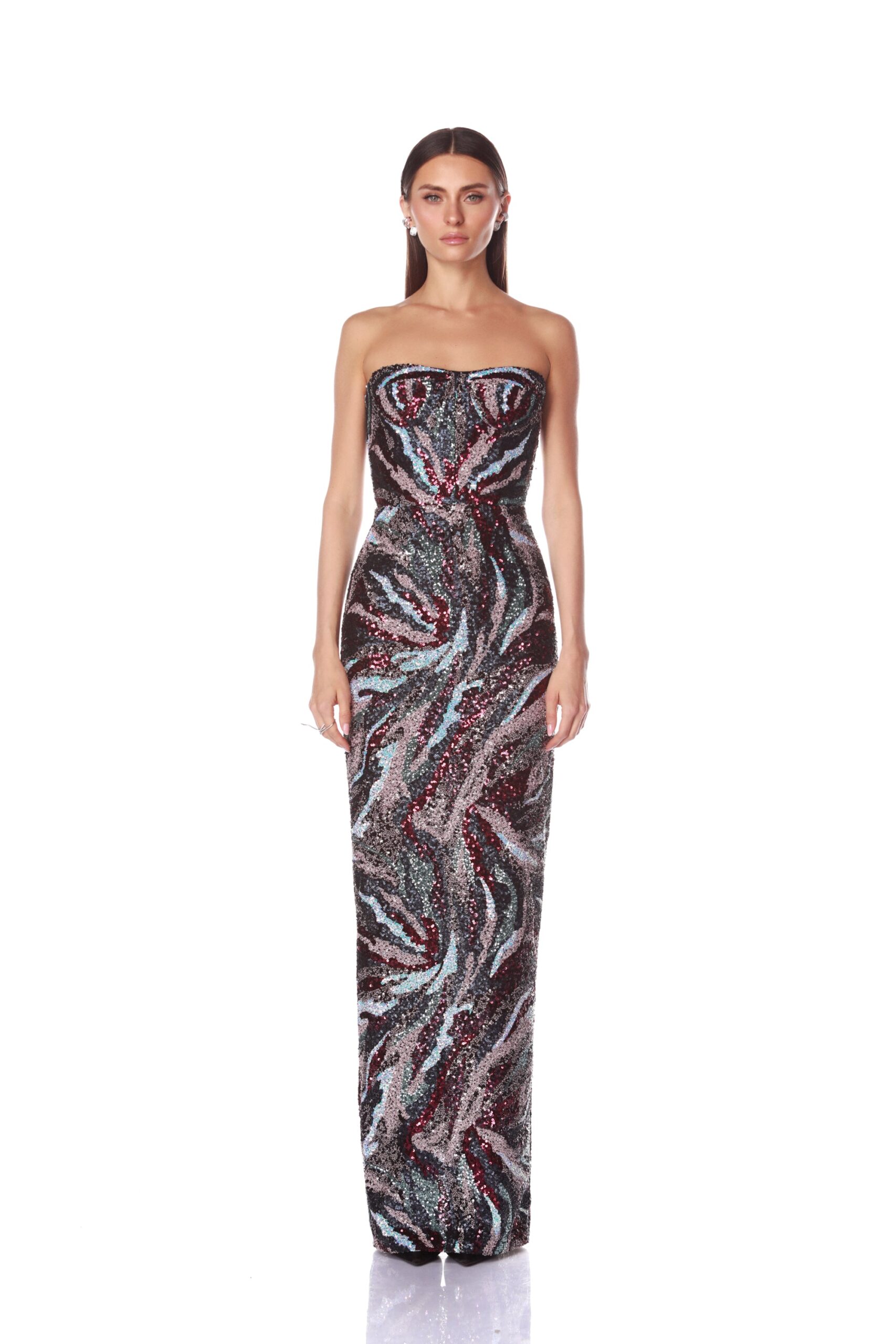 Bronx and Banco Dahlia Pink Multi Strapless Maxi Dress Bronx and Banco Pink Dahlia Pink Multi Strapless Maxi Dress a harmonious blend of structured elegance and timeless sophistication