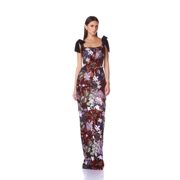 Bronx and Banco Dahlia Purple Multi Maxi Dress, view 2