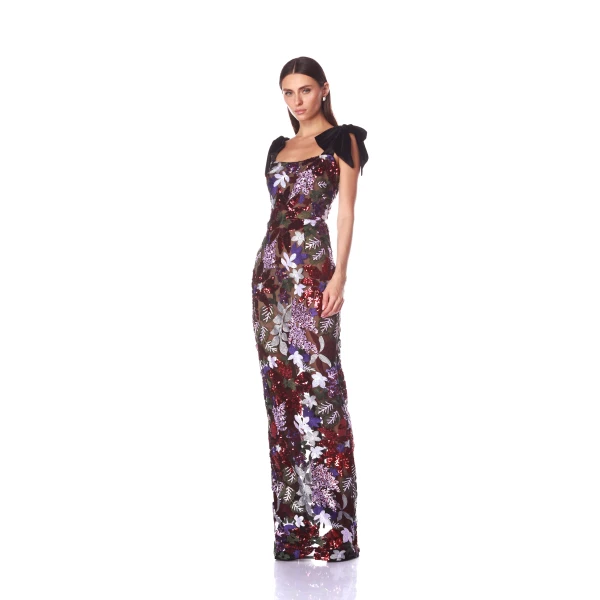 Bronx and Banco Dahlia Purple Multi Maxi Dress, view 3