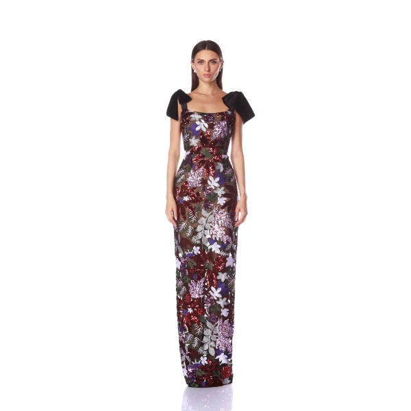 Bronx and Banco Dahlia Purple Multi Maxi Dress