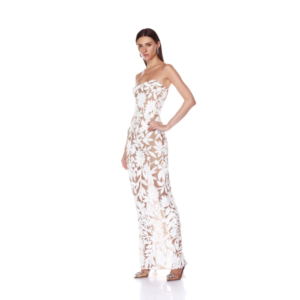 Bronx and Banco Dahlia White Maxi Dress, view 3