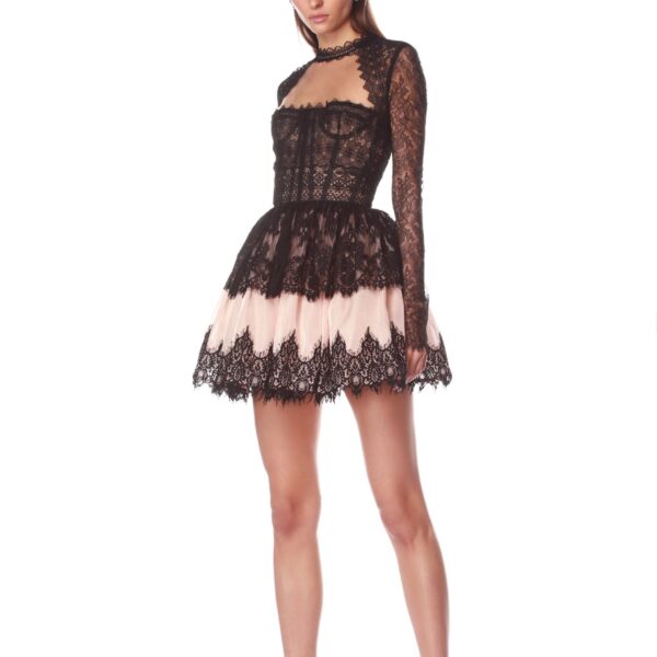 Bronx and Banco Black Daphne Long Sleeve Mini Dress  a harmonious blend of structured elegance and timeless sophistication.