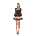 Bronx and Banco Black Daphne Long Sleeve Mini Dress  a harmonious blend of structured elegance and timeless sophistication