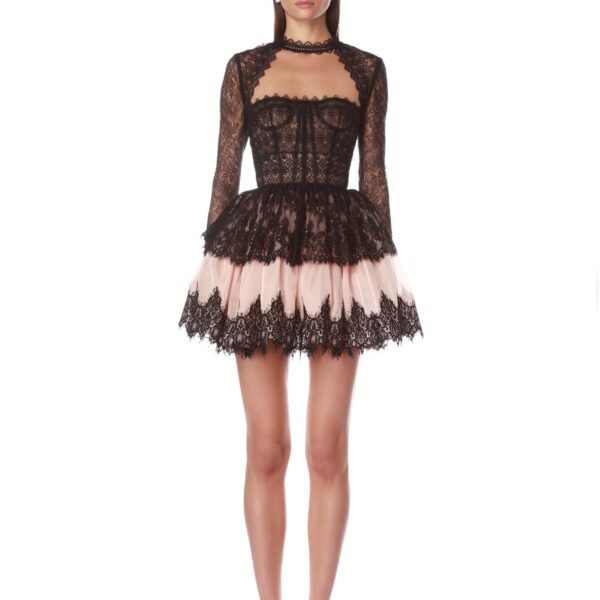 Bronx and Banco Black Daphne Long Sleeve Mini Dress  a harmonious blend of structured elegance and timeless sophistication
