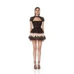 Bronx and Banco Black Daphne Mini Dress  a harmonious blend of structured elegance and timeless sophistication