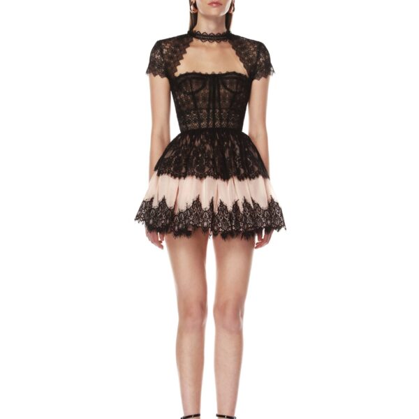 Bronx and Banco Black Daphne Mini Dress  a harmonious blend of structured elegance and timeless sophistication