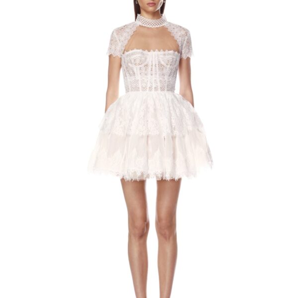 Bronx and Banco White Daphne White Mini Dress  a harmonious blend of structured elegance and timeless sophistication