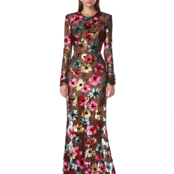 Bronx and Banco Black Francesca Gown  a harmonious blend of structured elegance and timeless sophistication