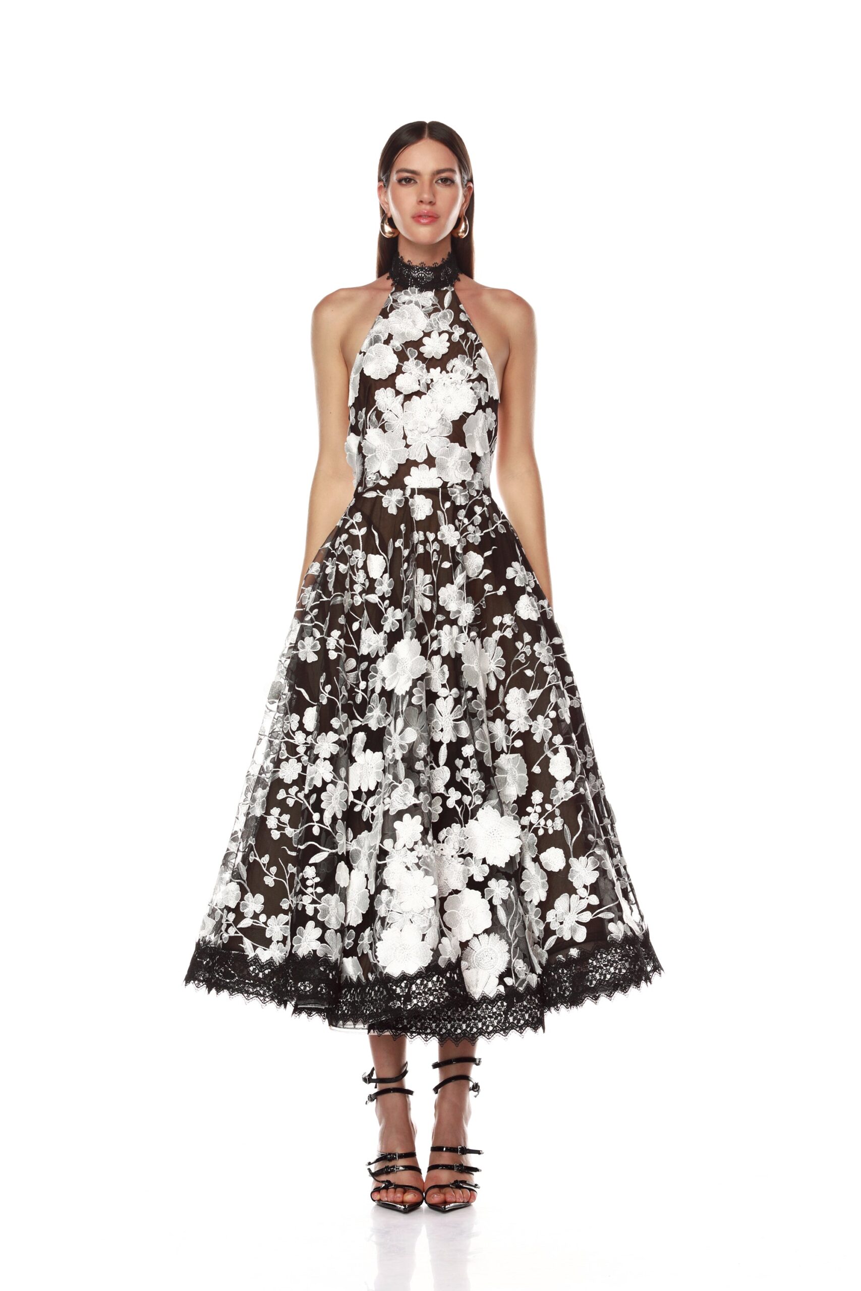 Bronx and Banco Greta Bouquet Black and White Midi Dress Bronx and Banco Black Greta Bouquet Black and White Midi Dress a harmonious blend of structured elegance and timeless sophistication
