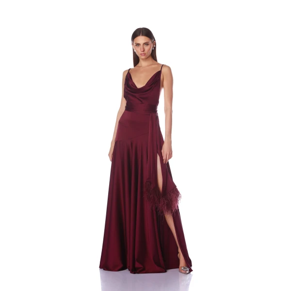 Bronx and Banco Leo Burgundy Gown, view 2