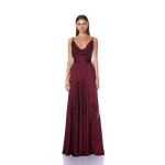 Bronx and Banco Red Leo Burgundy Gown  a harmonious blend of structured elegance and timeless sophistication