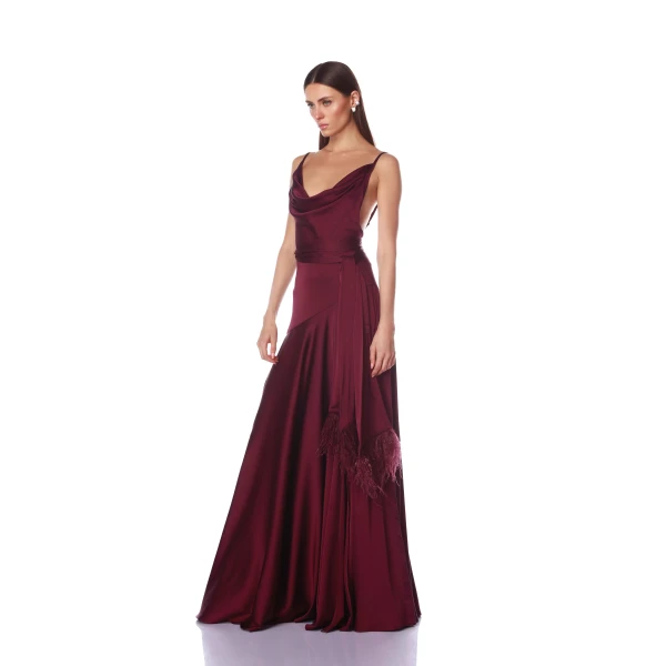 Bronx and Banco Leo Burgundy Gown, view 3