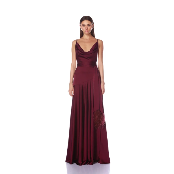 Bronx and Banco Leo Burgundy Gown