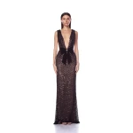 Bronx and Banco Black Liora Gown in Black  a harmonious blend of structured elegance and timeless sophistication