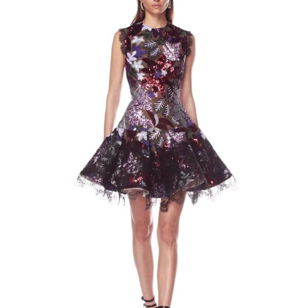 Bronx and Banco Purple Mia Purple Multi Mini Dress  a harmonious blend of structured elegance and timeless sophistication.