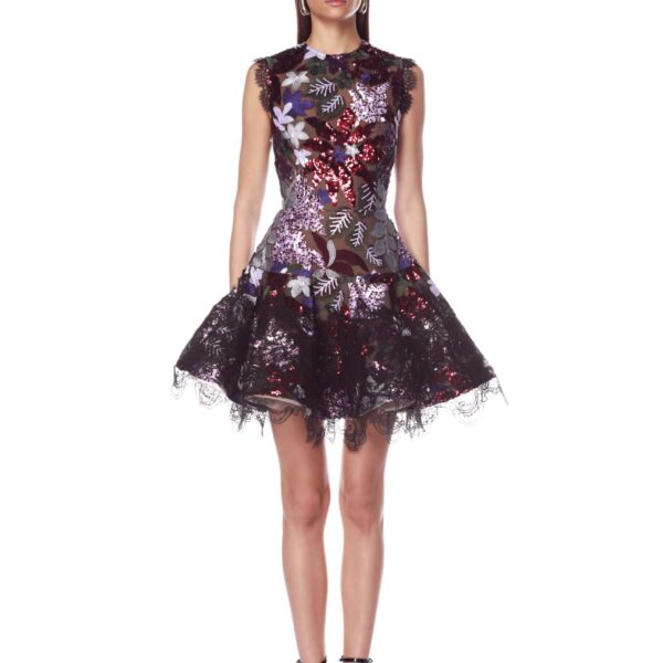 Bronx and Banco Purple Mia Purple Multi Mini Dress  a harmonious blend of structured elegance and timeless sophistication