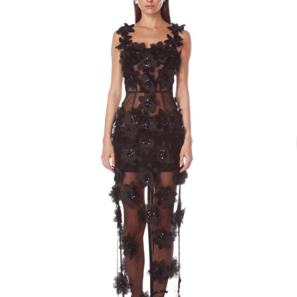 Bronx and Banco Black Rosalie Noir Maxi Dress  a harmonious blend of structured elegance and timeless sophistication
