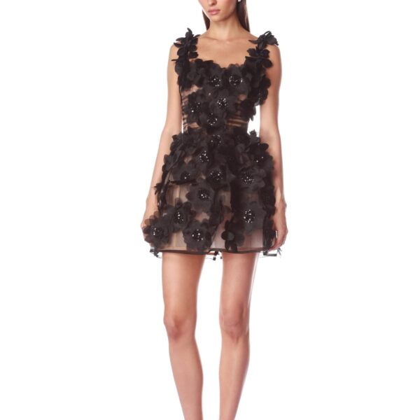 Bronx and Banco Black Rosalie Noir Mini Dress  a harmonious blend of structured elegance and timeless sophistication.