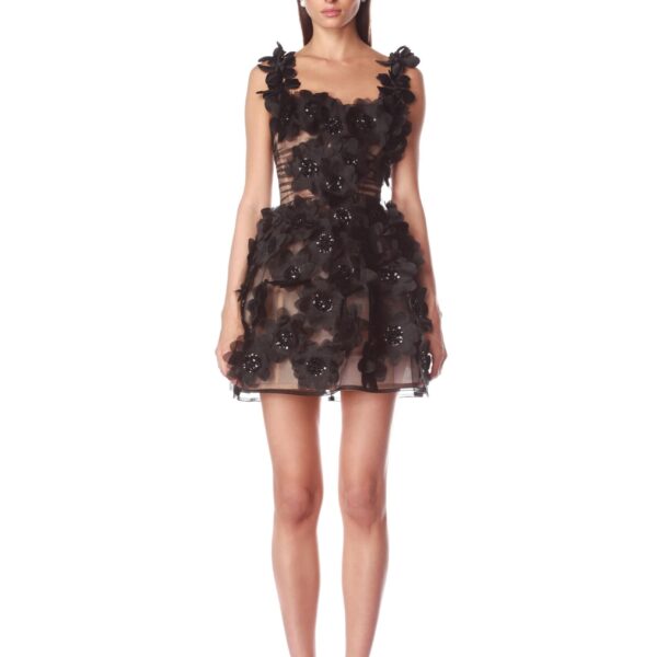Bronx and Banco Black Rosalie Noir Mini Dress  a harmonious blend of structured elegance and timeless sophistication