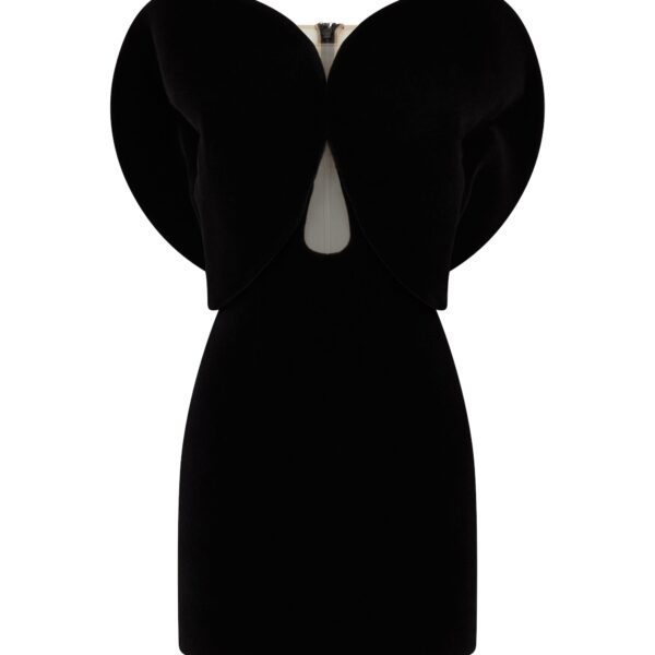 David Koma Circular Sleeve Velvet Mini Dress
