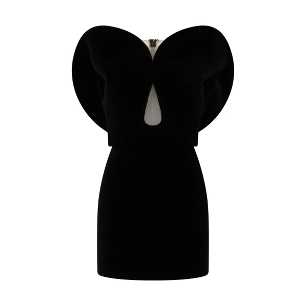 David Koma Circular Sleeve Velvet Mini Dress