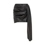 David Koma Faux Leather Draped Mini Skirt