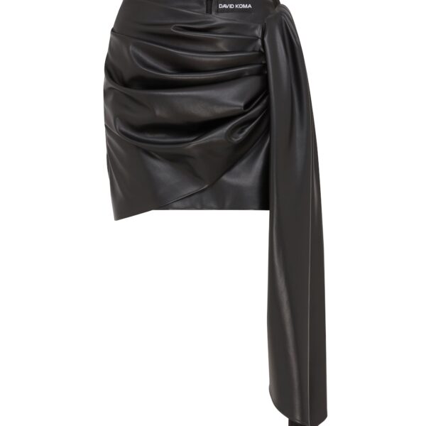 David Koma Faux Leather Draped Mini Skirt