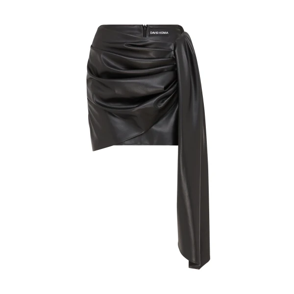 David Koma Faux Leather Draped Mini Skirt