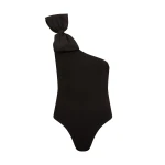 David Koma One Shoulder Bow Detail Bodysuit In Black