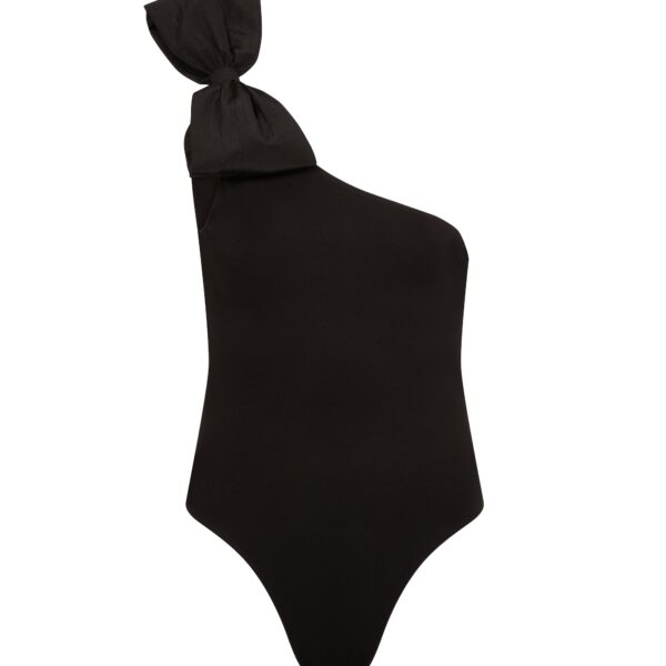 David Koma One Shoulder Bow Detail Bodysuit In Black