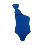 David Koma One Shoulder Bow Detail Bodysuit In Blue