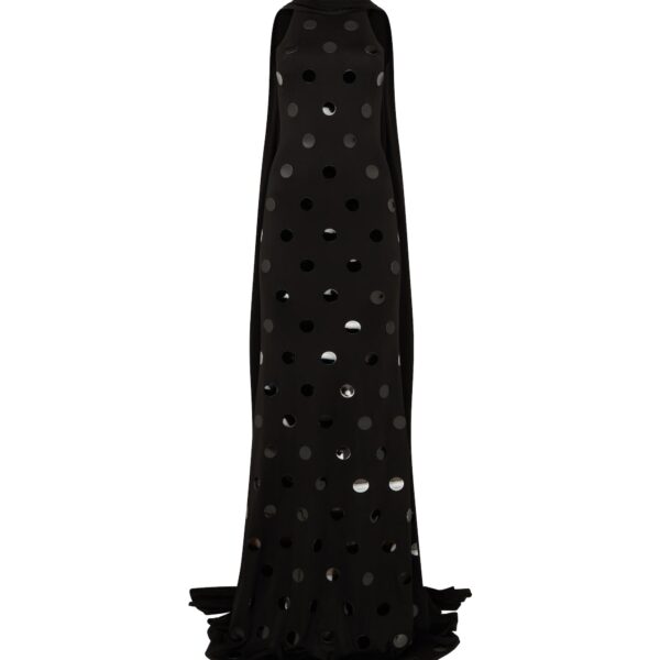 David Koma Polka-Dot Hotfix Gown With Scarf Detail