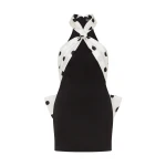 David Koma Polka-Dot Print Halter Mini Dress With Bow