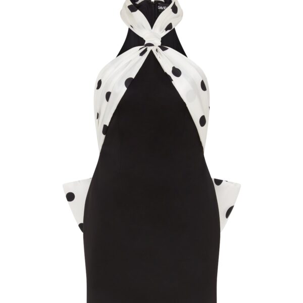 David Koma Polka-Dot Print Halter Mini Dress With Bow