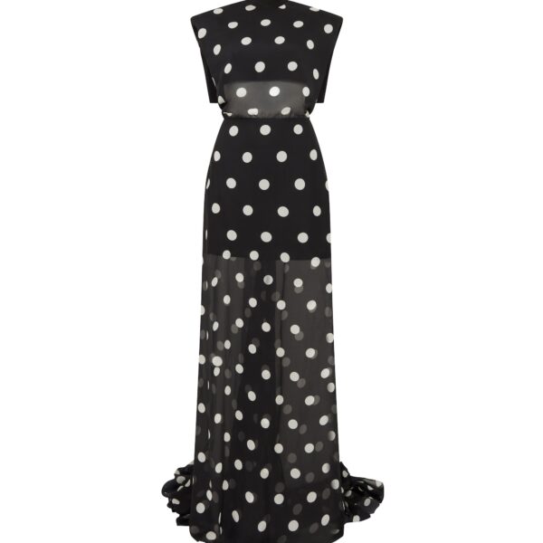 David Koma Polka-Dot Printed Open Back Gown